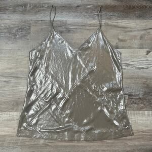Whistles Silver Metallic Cami Tank Top Y2K Futuristic Party Clubwear NYE Cyber 8